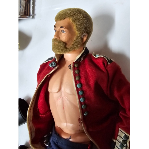 74 - Early 1960's / 70's 3x Palitoy Action man figures all with flock heads & 2 with flock beards, includ... 