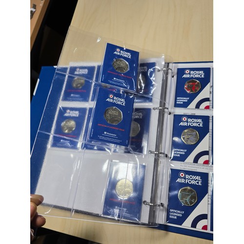 378 - File containing various 50p coin sets all relating to the royal Airforce which includes four differe... 