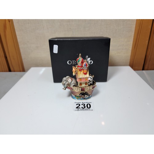 230 - Boxed enamel trinket box in the shape of Noah's ark complete with animals decorated with Swarovski c... 