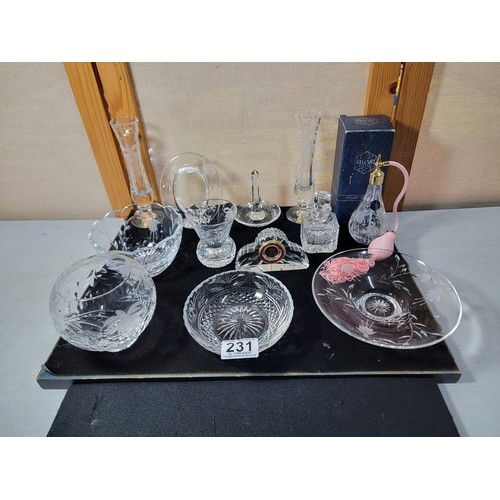 231 - 12x cut glass crystal items by Stuart Crystal and Royal Brierley crystal most are etched with a fuch... 