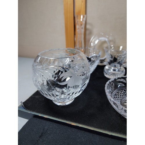 231 - 12x cut glass crystal items by Stuart Crystal and Royal Brierley crystal most are etched with a fuch... 