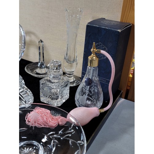 231 - 12x cut glass crystal items by Stuart Crystal and Royal Brierley crystal most are etched with a fuch... 