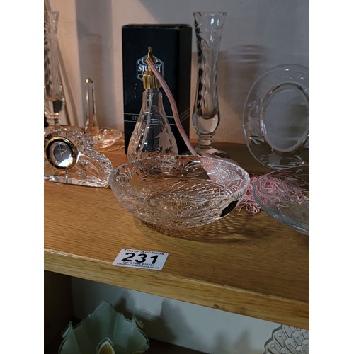 231 - 12x cut glass crystal items by Stuart Crystal and Royal Brierley crystal most are etched with a fuch... 