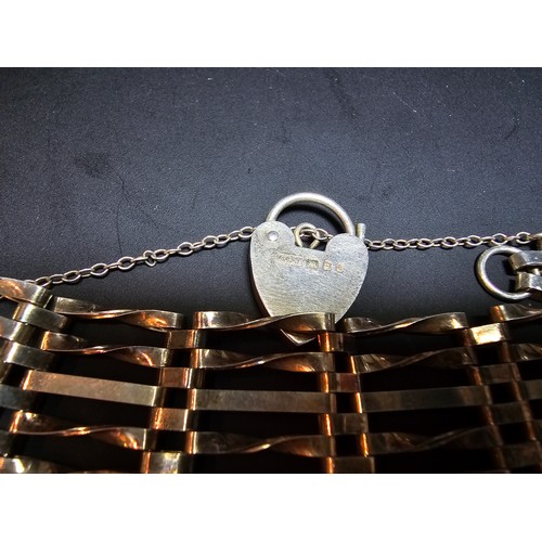 277 - A good hallmarked silver five bar gate bracelet complete with hallmarked silver padlock clasp. In ex... 