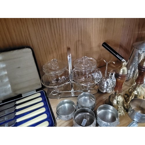 434 - Vast qty of silver plated ware with pickle jars, cruet sets, coffee & tea pots, water pot, butter kn... 