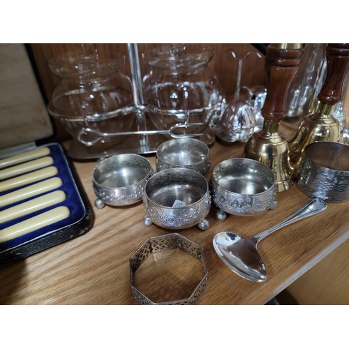 434 - Vast qty of silver plated ware with pickle jars, cruet sets, coffee & tea pots, water pot, butter kn... 