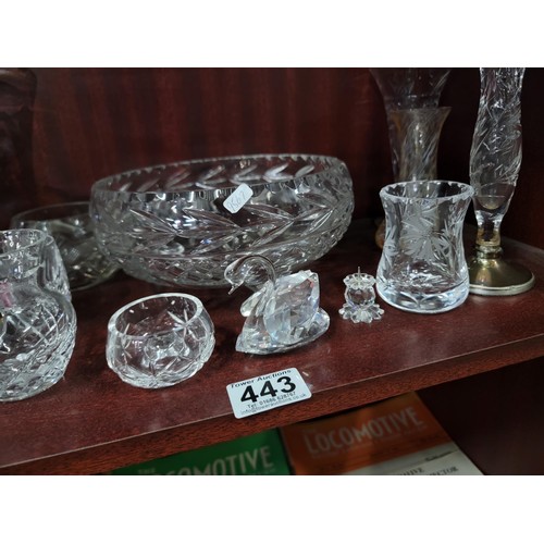 443 - box of good crystal glass pieces including vases bowls etc