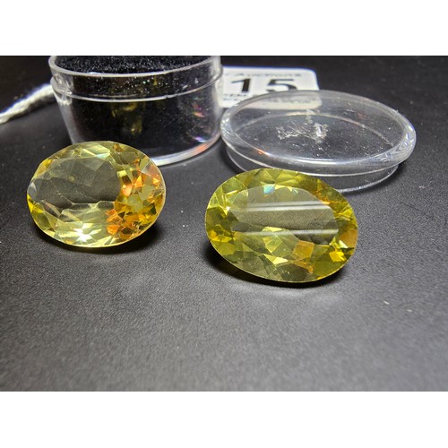 315 - 2x impressive good quality large faceted natural citrine loose gemstones. Length of the larger piece... 