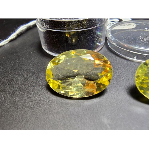 315 - 2x impressive good quality large faceted natural citrine loose gemstones. Length of the larger piece... 