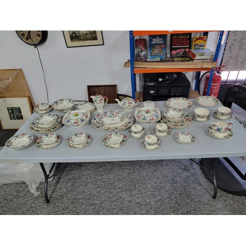 449 - A Royal Cauldon Victoria series large dinner set. 58 items all in good order, inc graduated serving ... 