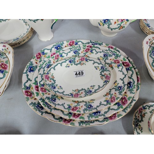 449 - A Royal Cauldon Victoria series large dinner set. 58 items all in good order, inc graduated serving ... 