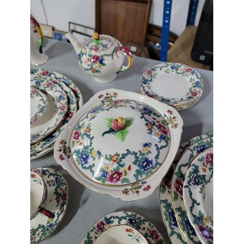 449 - A Royal Cauldon Victoria series large dinner set. 58 items all in good order, inc graduated serving ... 