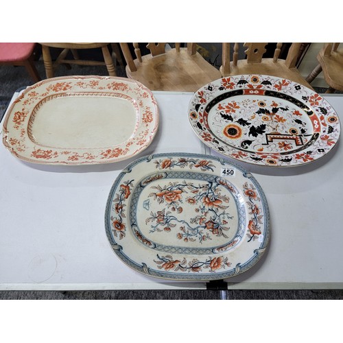 450 - 3x antique meat platters/chargers.