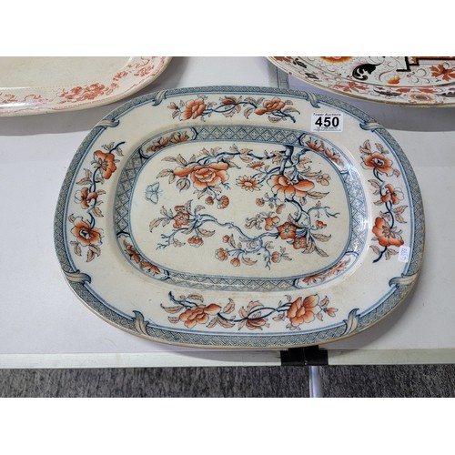 450 - 3x antique meat platters/chargers.