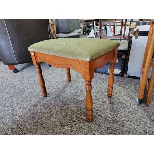 456 - clean green upholstered dressing table stool