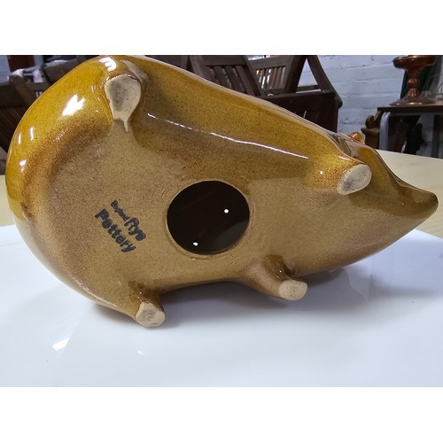 383 - Good vintage ceramic hedgehog figure by Rye pottery with various holes to the top most likely design... 