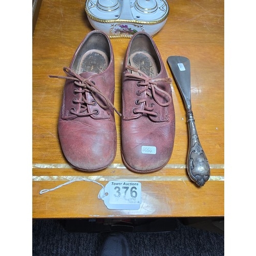 376 - A cute pair of early vintage 1960's child's red leather shoes by Clarks, child size 10. In good vint... 