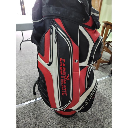 4A - A very good quality Caddymatic cart golf bag in good order with divisional insert, complete with hoo... 