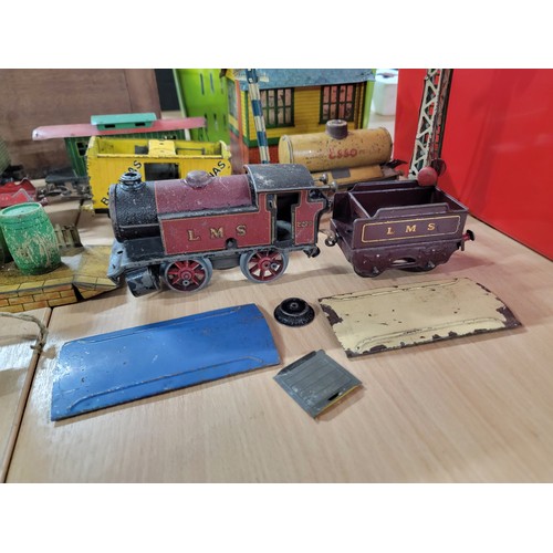 13 - Large collection of tin plate 'O' gauge trains and accessories inc a Silver jubilee LNER train and c... 