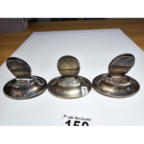 150 - A set of 3 rare 1930's Guinness place holders which are silver plated with tortoise shell bases with... 