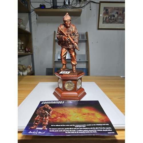 151 - An impressive Danbury mint operation chariot bronzed resin solider figure with a set of 5 British co... 