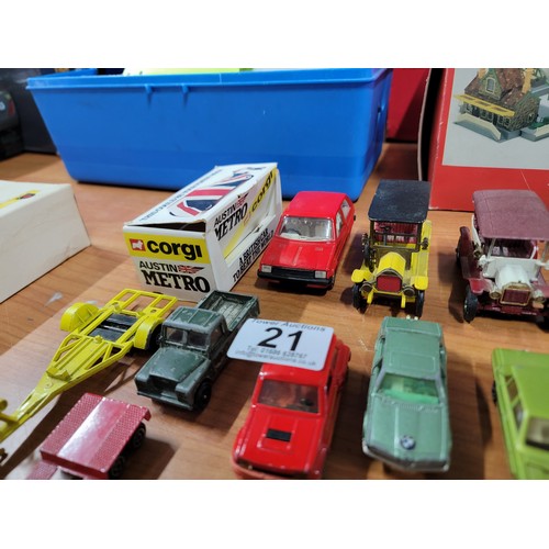 21 - Large quantity of diecast vehicles inc matchbox, corgi, whizz wheels, etc inc a Jaguar XJS, Ford Esc... 