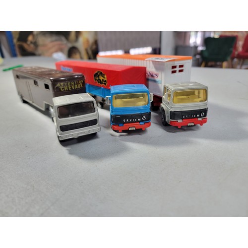 23 - Collection of 7x diecast vehicals inc a majorette car transporter, matchbox petrol tanker, solide ho... 