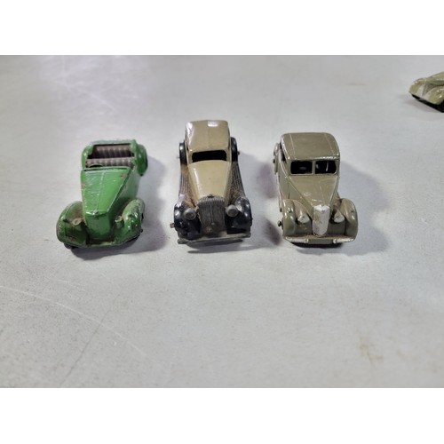 24 - Collection of 8x vintage metal Dinky cars by Meccanno inc a Riley, Buick, Alvis etc all in overall g... 