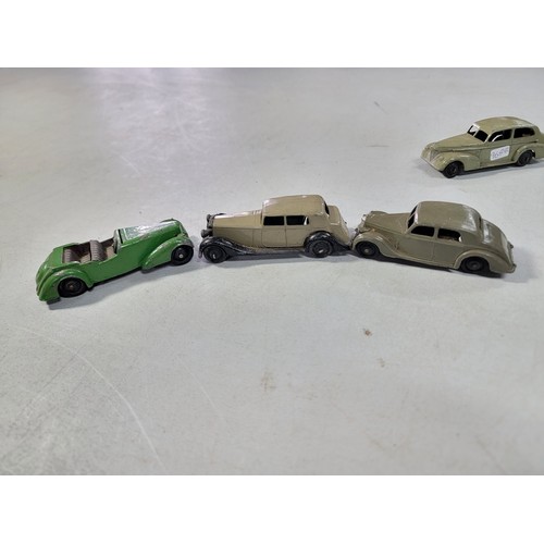 24 - Collection of 8x vintage metal Dinky cars by Meccanno inc a Riley, Buick, Alvis etc all in overall g... 