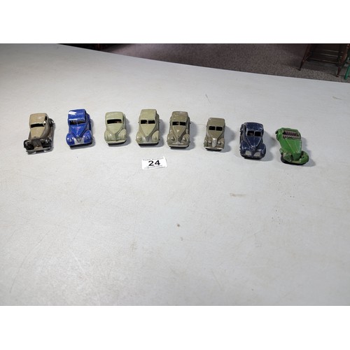 24 - Collection of 8x vintage metal Dinky cars by Meccanno inc a Riley, Buick, Alvis etc all in overall g... 