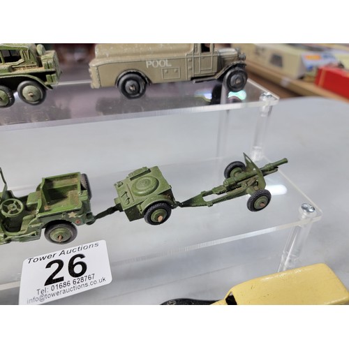 26 - Collection of 10x vintage metal dinky vehicles, inc 7x military vehicles inc a jeep, military fuel t... 