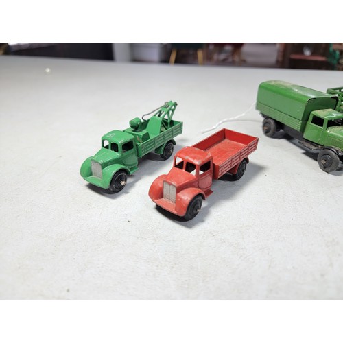 27 - Quantity of 13x metal dinky vehicles and accessories inc trucks, a crane, bmw vintage car, red telep... 