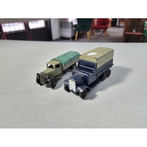 27 - Quantity of 13x metal dinky vehicles and accessories inc trucks, a crane, bmw vintage car, red telep... 