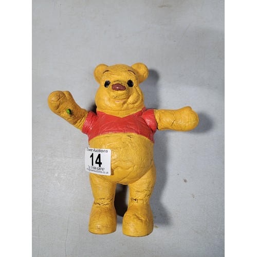 14 - Collection of vintage Bendy rubber toys inc a Womble, Mickey Mouse, Pooh bear, along with a sausage ... 