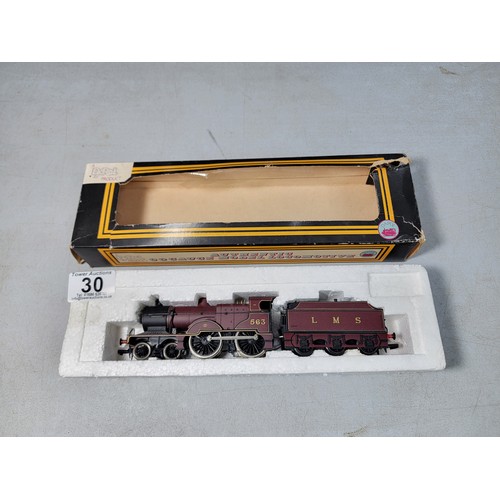 30 - Boxed Dapol model train in maroon LMS563, in overall good condition complete with tender