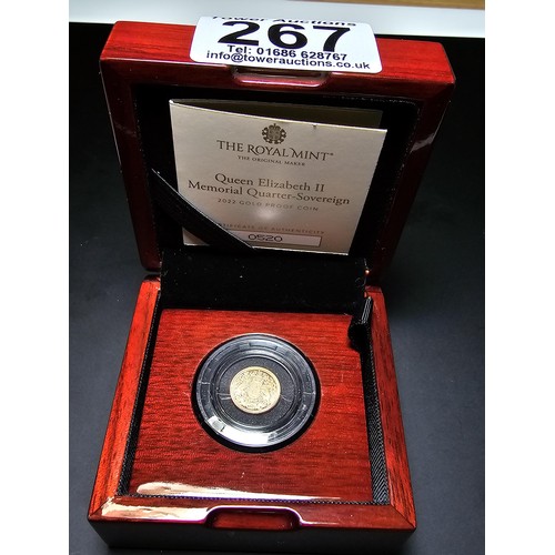 267 - Brand new the Royal Mint Queen Elizabeth II memorial quarter sovereign 2022 gold proof coin struck i... 