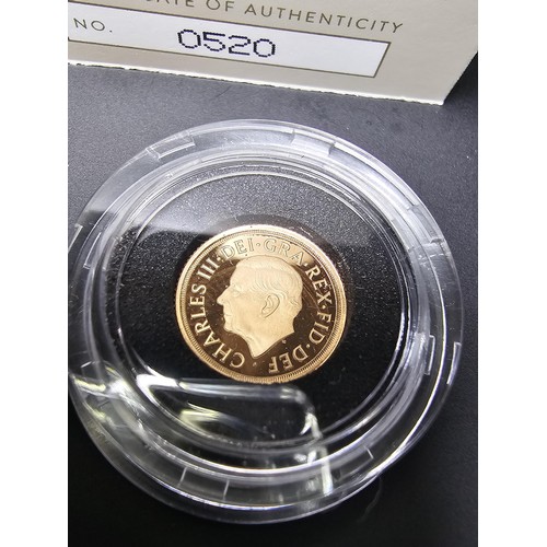 267 - Brand new the Royal Mint Queen Elizabeth II memorial quarter sovereign 2022 gold proof coin struck i... 