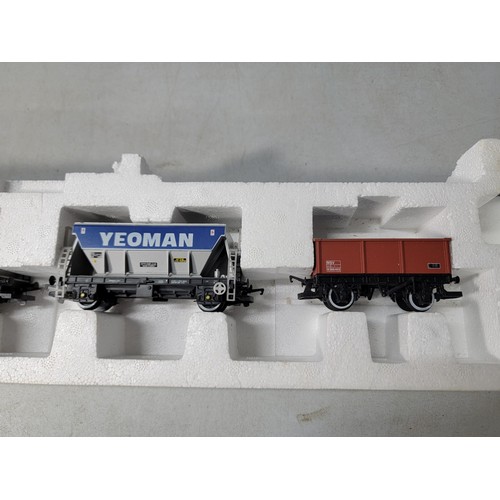 49 - Model Hornby train set stored in polystyrene  of rolling stock inc BP Chemicals, Yeoman etc