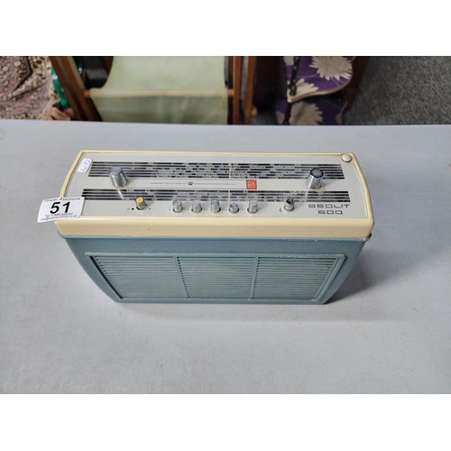 51 - Vintage 1964 Bang & Olufsen Beolit 600 Radio 4 wave band LW, MW, FM & SW in working order