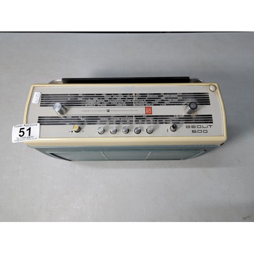 51 - Vintage 1964 Bang & Olufsen Beolit 600 Radio 4 wave band LW, MW, FM & SW in working order