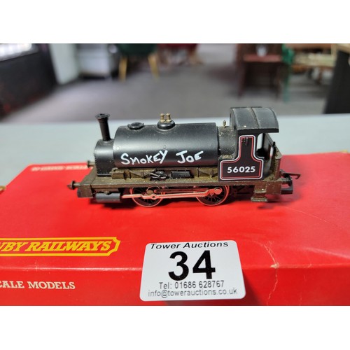 34 - Boxed Hornby Smokey Joe 56025 train, in a hornby box not relating to the train.