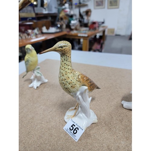 56 - 4x good quality Karl ENS ceramic figures of birds each stamped to the base inc a penguin, curlew etc... 