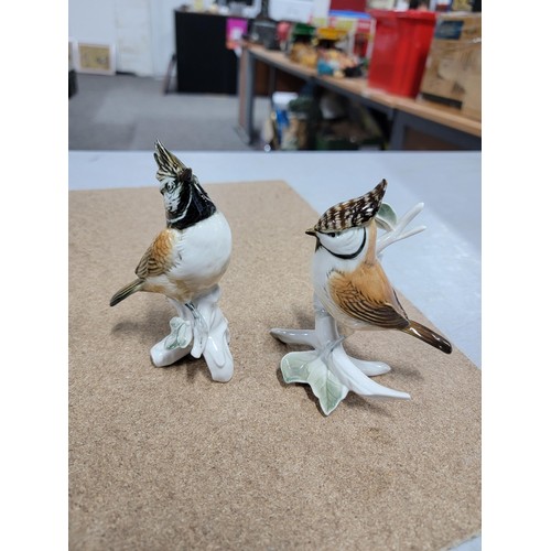 57 - 5x good quality Karl ENS ceramic figures of birds each stamped to the base inc a pair of crested tit... 