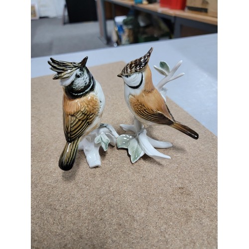 57 - 5x good quality Karl ENS ceramic figures of birds each stamped to the base inc a pair of crested tit... 