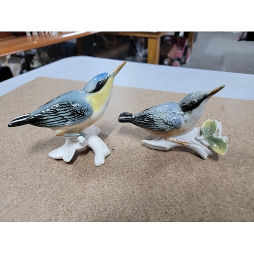 57 - 5x good quality Karl ENS ceramic figures of birds each stamped to the base inc a pair of crested tit... 