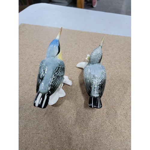 57 - 5x good quality Karl ENS ceramic figures of birds each stamped to the base inc a pair of crested tit... 