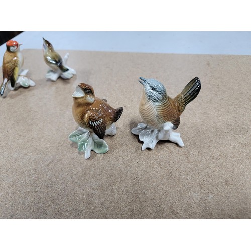 58 - 5x good quality Karl ENS ceramic figures of birds each stamped to the base inc a pair of wrens, a bi... 