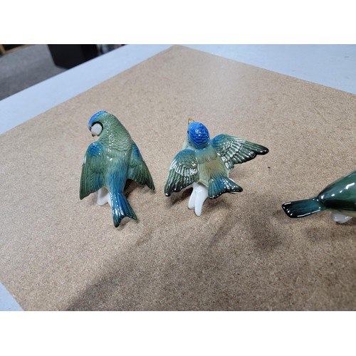 59 - 4x good quality Karl ENS ceramic figures of birds each stamped to the base inc 2x group bird figures... 