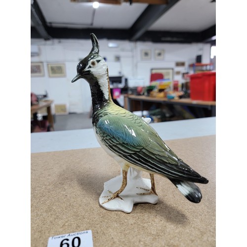 60 - 2x good quality Karl ENS ceramic figures of birds each stamped to the base inc a lapwing and a bullf... 