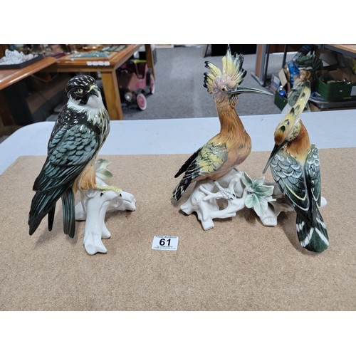 61 - 2x good quality Karl ENS ceramic figures of birds each stamped to the base inc a large pair of Hoopo... 